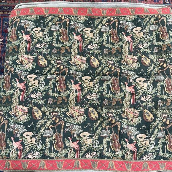 Vintage Tapisserie Tapestry Designs Renaissance Woven Art Music Harp Bird Lute 5
